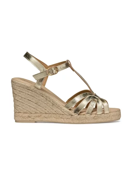 Geox espadrile de piele D GELSA pana auriu