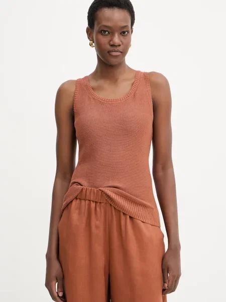 Lniany top Mm By Max Mara pomarańczowy