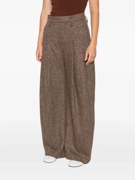 Pantaloni Brunello Cucinelli din tweed maro