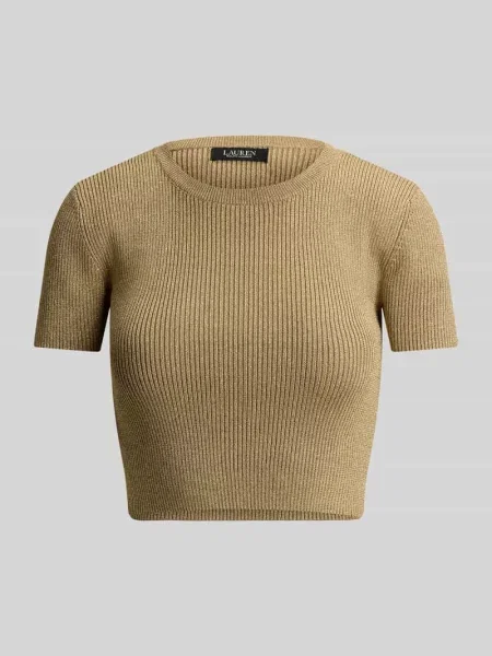 T-shirt o kroju krótkim krój slim fit z błyszczącej mieszanka Lauren Ralph Lauren