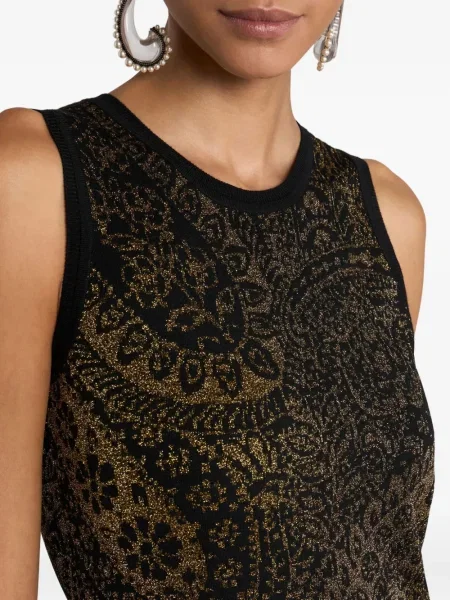 Αμάνικη κοστούμι μάξι φόρεμα Etro paisley μαύρο