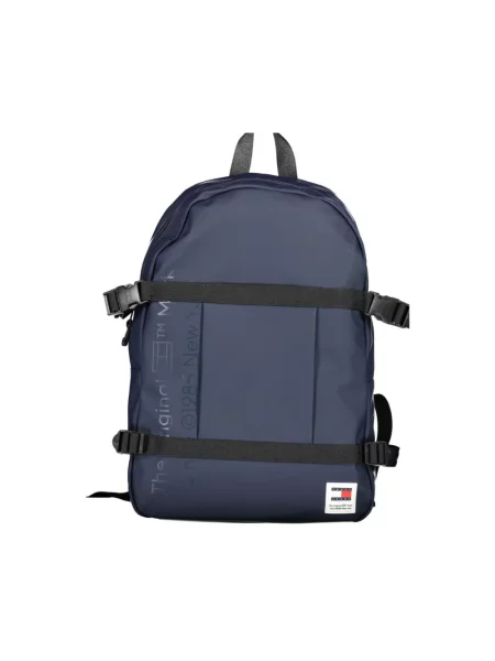 Duży lniany plecak Tommy Jeans niebieski