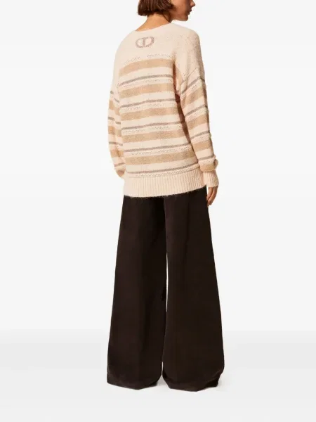 Pantaloni Twinset de catifea cord maro