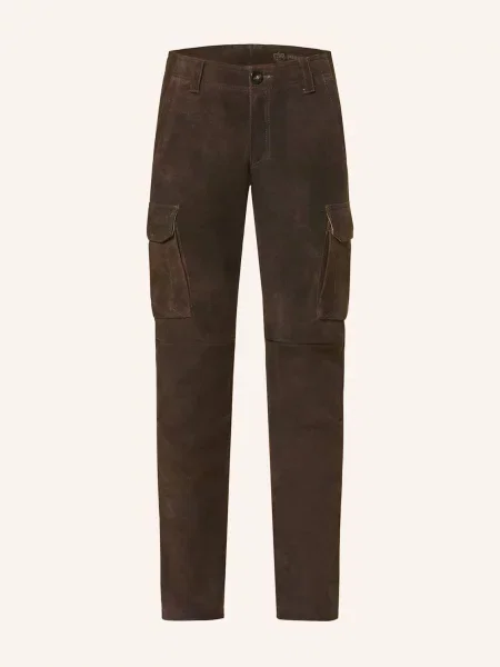 Meindl Kožené Krojové Kalhoty Island Trousers Slim Fit tmavě hnědá