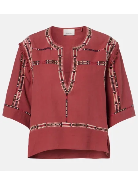 Bluză Isabel Marant de mătase bordo