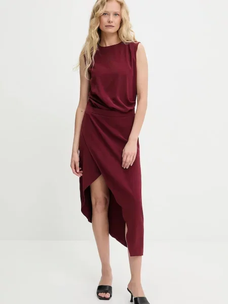 Answear Lab sukienka midi dopasowana czerwony