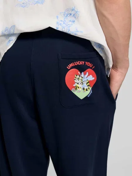 Spodnie dresowe o kroju wide fit z wpuszczanymi Kenzo granatowe