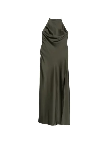 Rochie Patrizia Pepe din satin cu gât halter verde