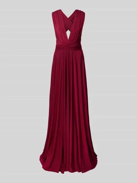 Długa sukienka z głębokim dekoltem w serek Rose Avenue bordowa