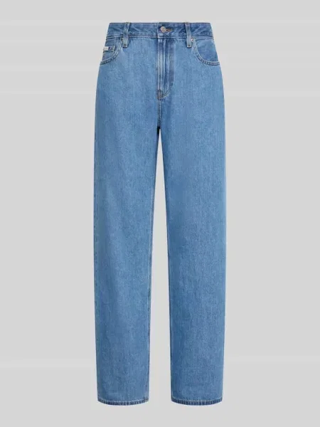 Jeansy o kroju straight fit z czystej bawełny Calvin Klein Jeans niebieskie