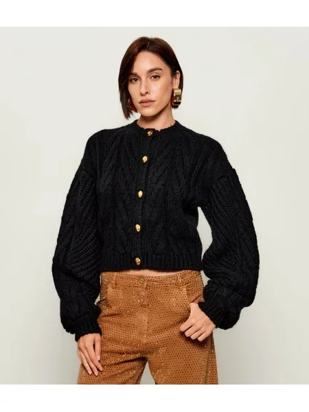 Elisabetta Franchi Cardigan cu adaos de lână negru