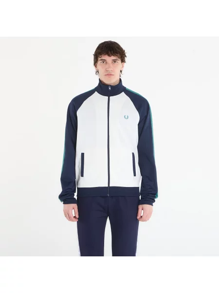 Sweatshirt FRED PERRY Contrast Sleeve Track Jacket Snow White M alb