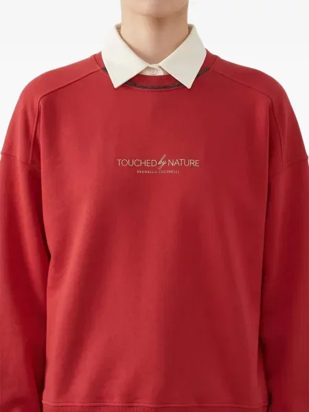 Pulover Brunello Cucinelli cu broderie roșu