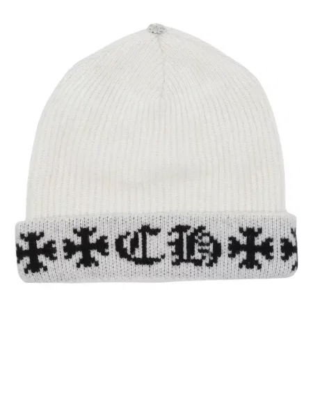 Căciulă Chrome Hearts cu motiv cu inimi alb