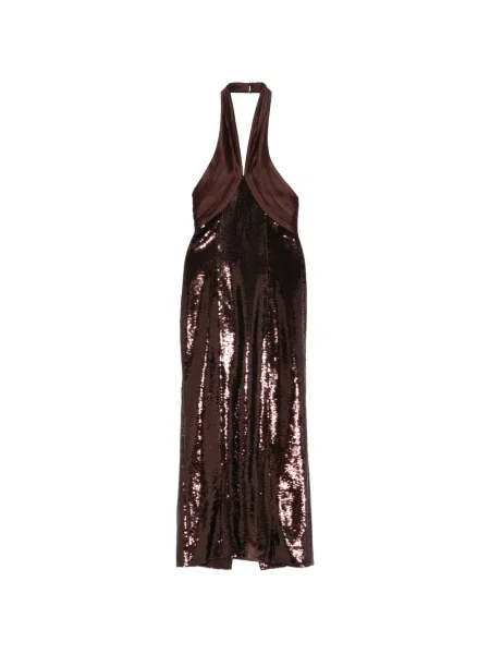 Maksi sukienka maxi Retrofete garniturowa brązowa