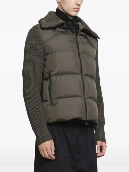 Matlasat geacă Moncler Grenoble tricotate verde
