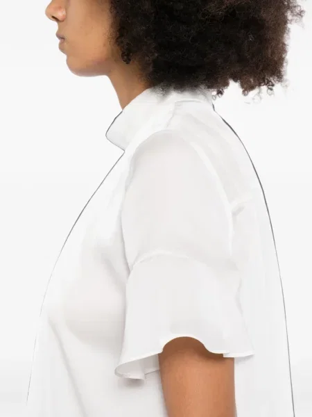 Tricou Sacai asimetric alb