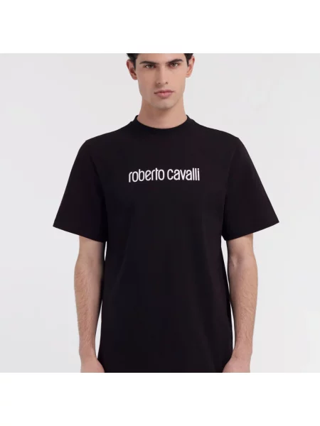 Koszulka Roberto Cavalli z logo czarna