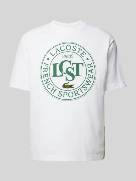 Koszulka Lacoste Loose Fit Heavy Printed krótki rękaw zielony XS biały