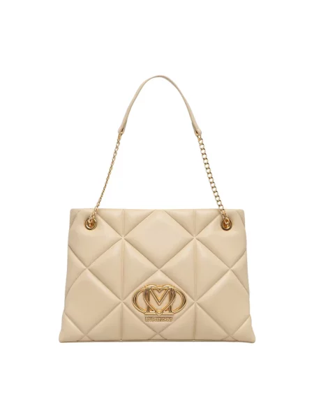 Love Moschino torebka tote z imitacji skóry beżowa