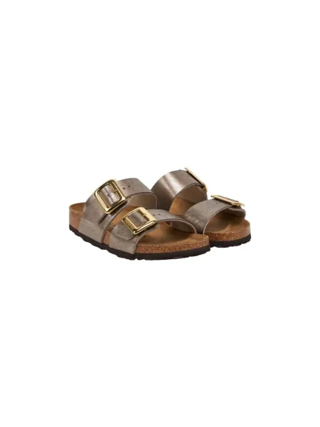 Saboți Birkenstock cu cataramă bej