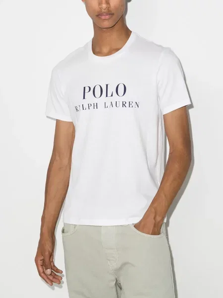Pijamale Polo Ralph Lauren cu imagine scurtă alb