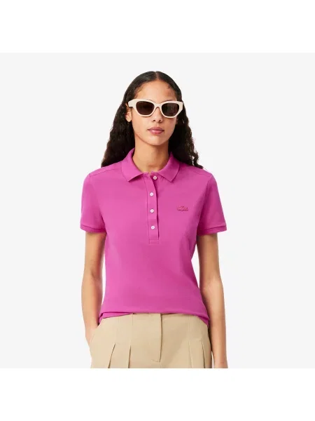 Lacoste Koszulka Polo Slim Fit Stretch Mini Piqué różowa