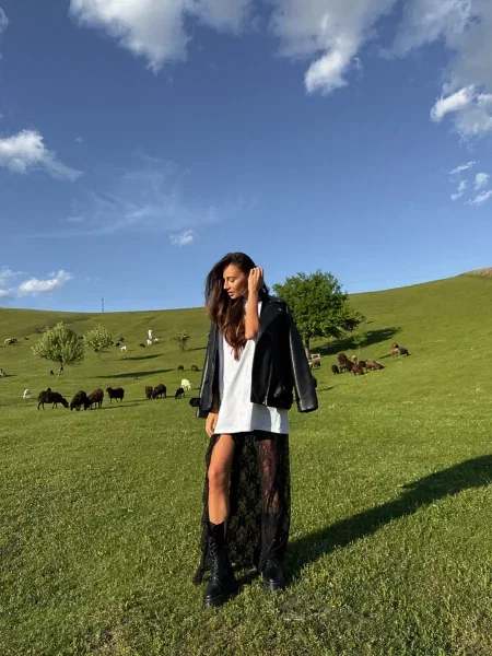 Спідниця максі Milirud віскоза/поліестер чорний