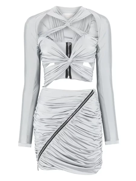 Mały sukienka mini Mitiliane Couture drapowana garniturowa szara