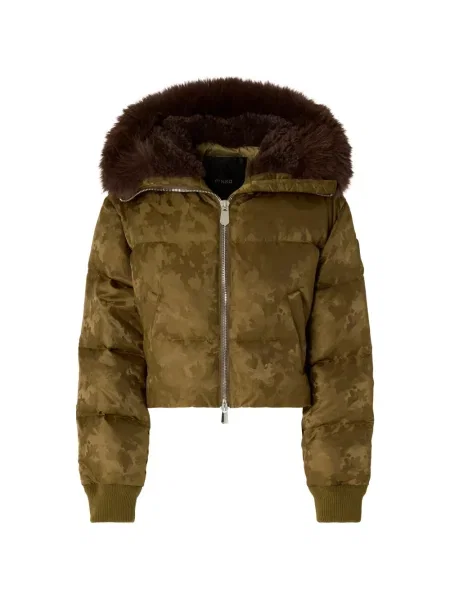 Geacă cu puf Pinko cu model camuflaj verde