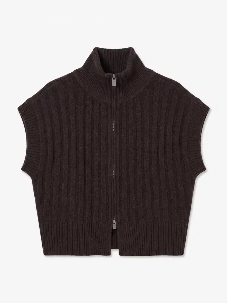 VERO MODA Πλεκτό γιλέκο VMBANG σκούρο καφέ
