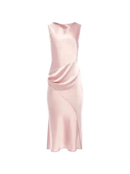 Rochie midi Nina Ricci asimetrică drapată roz
