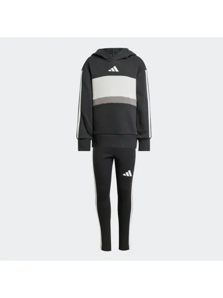 ADIDAS SPORTSWEAR Costum de trening SEASONAL ESSENTIALS TIBERIO 3 STRIPES FLEECE LEGGINGS gri / negru alb
