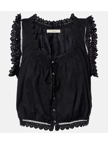 Top Dôen cu broderie negru