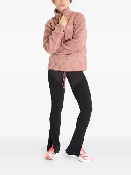 Pruhované pás kalhoty jogger Adidas s potiskem růžové