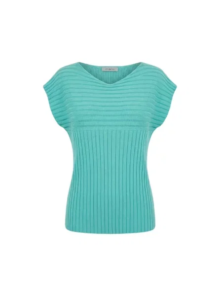 Dzianinowy sweter Malo bez rękawów niebieski