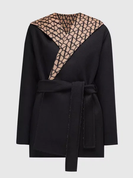 Двостороннє пальто з вовни з візерунком Toile Iconographe Valentino чорне