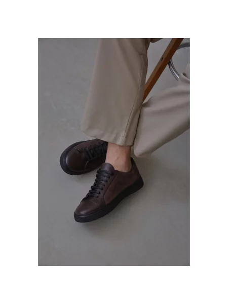 Sneakersy Estro skórzane brązowe