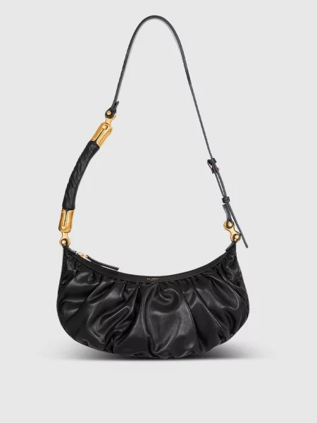 Шкіряна сумка-хобо Ébène Balmain чорна