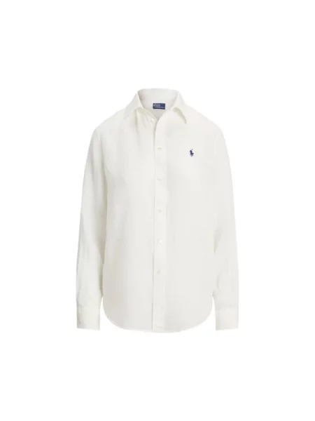 Lniana koszula Polo Ralph Lauren z logo biała