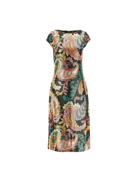 Wielobarwność sukienka Etro z krótkim rękawem z wzorem paisley