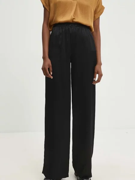 Панталон Answear Lab с широка каройка с висока талия черно