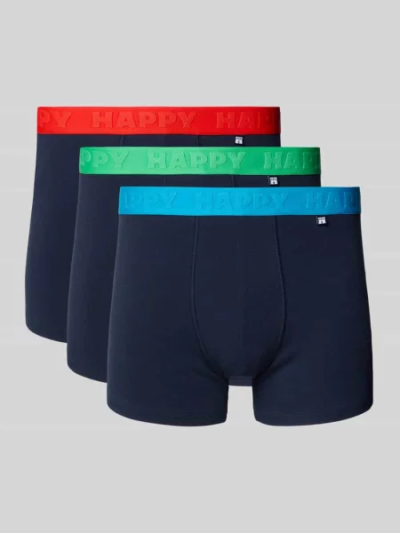 Obcisłe bokserki z elastycznym pasem w zestawie 3 szt. Happy Socks granatowe