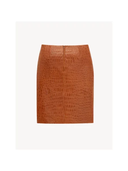 Spódnica skórzana Saint Laurent brązowa