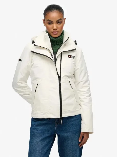 Superdry kurtka Windbreaker górska z kapturem slim z recyklingowanego biała