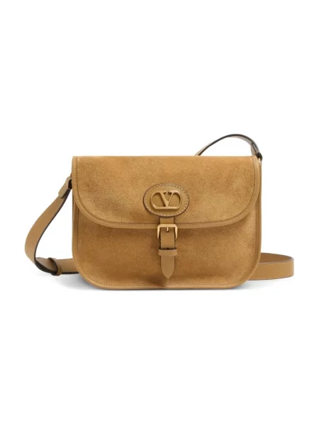 Lniana torba crossbody Valentino beżowa
