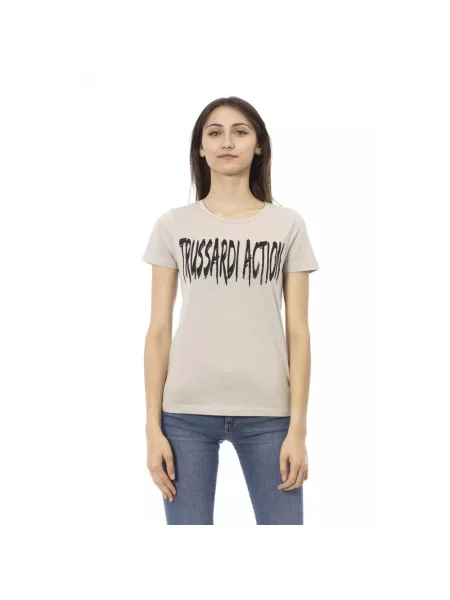 Koszulka Trussardi z krótkim rękawem beżowa