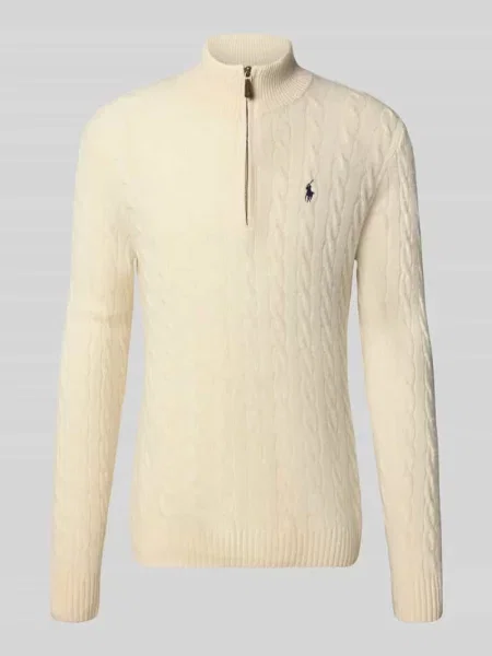 Sweter Polo Ralph Lauren wełniany ze stójką z logo biały