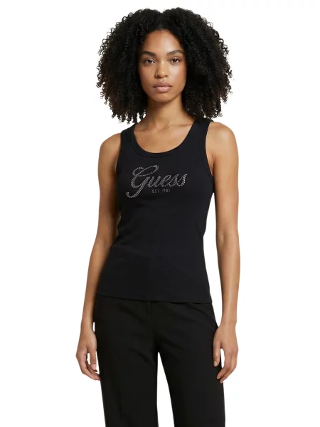 Top Guess bez rękawów czarny