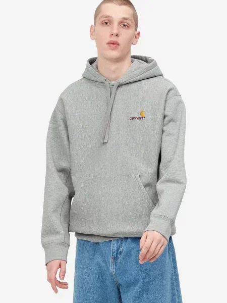 Carhartt WIP Hooded American Script Sweat Grey Heather Mężczyźni Bluzy i bluzy z kapturem Carhartt WIP Size: M szary